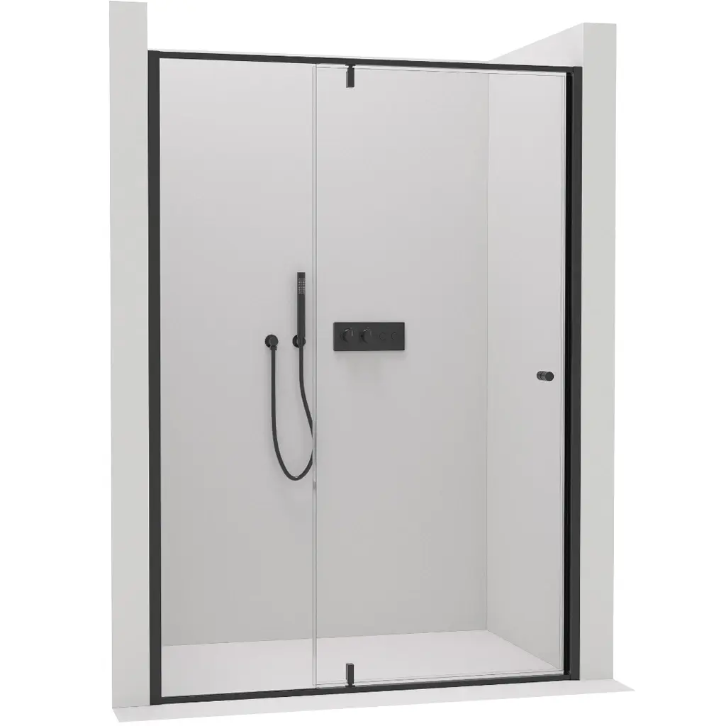 Sprchové pivotové dveře Santini L/P - 6 mm - černá matná, transparentní sklo - 100x195 cm