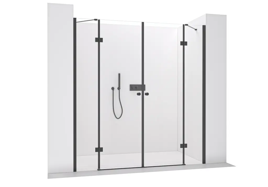 CERANO Sprchové 2-pantové dveře Marino L/P 6 mm černá matná, transparentní sklo 178(89+89)x190  CER-543865