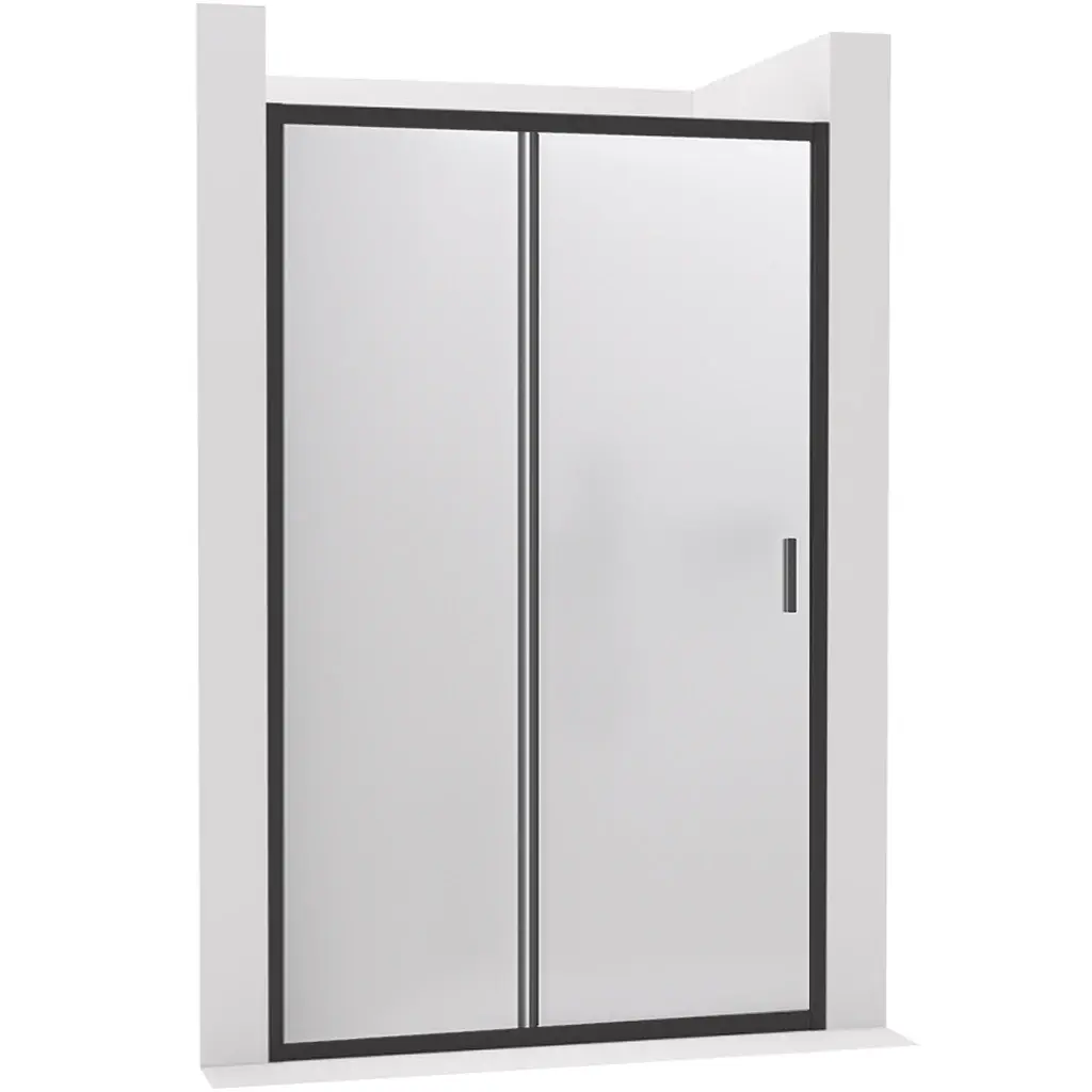 CERANO Sprchové posuvné dveře Varone LINE L/P 6 mm černá matná, mléčné sklo 120x195 CER-662653