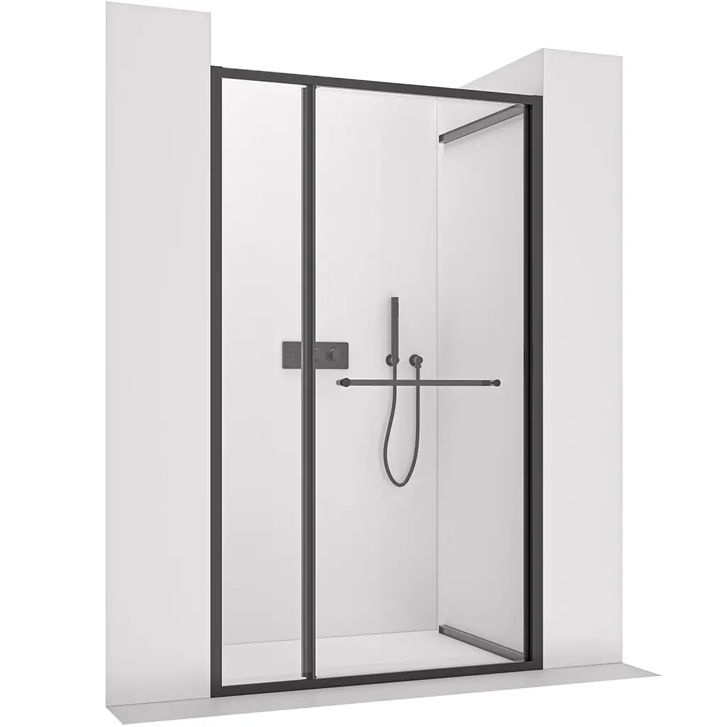 Sprchové posuvné dveře Versaro L/P - 6 mm - černá matná, transparentní sklo - 130x195 cm - zasouvací