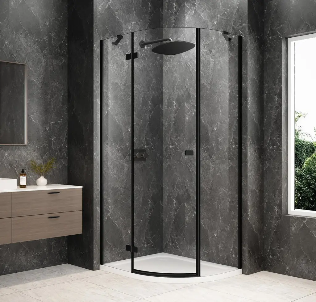 POLYSAN GLOBE BLACK čtvrtkruhový sprchový kout 900x800, čiré sklo, levé GB2980LB