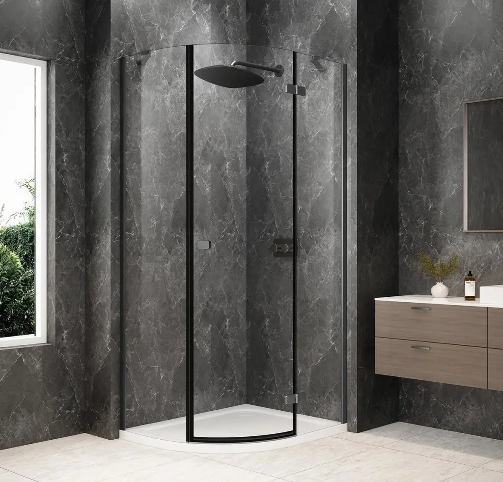 POLYSAN GLOBE GUN METAL čtvrtkruhový sprchový kout 900x800, čiré sklo, pravé GB2980RGM