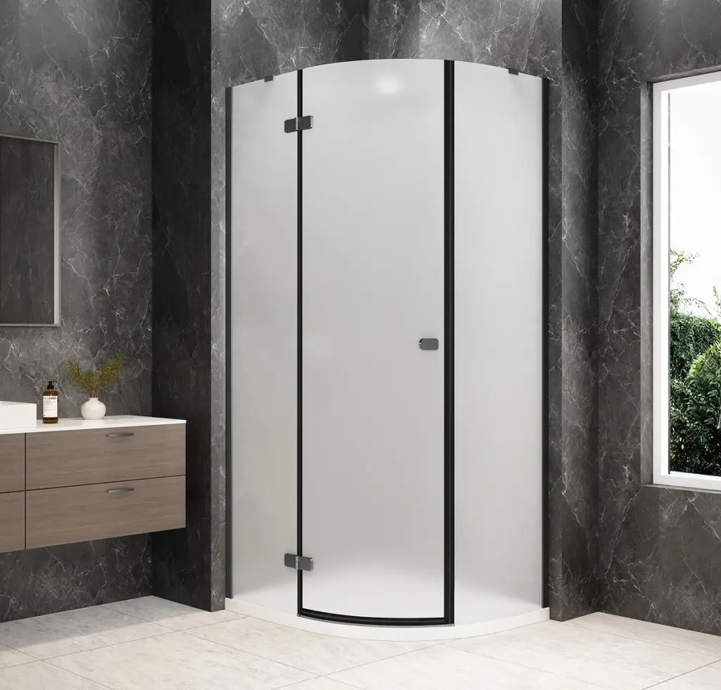 POLYSAN GLOBE GUN METAL čtvrtkruhový sprchový kout 900x800, matné sklo, levé GB2980MLGM