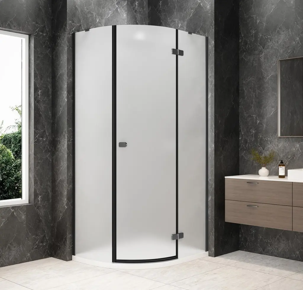 POLYSAN GLOBE GUN METAL čtvrtkruhový sprchový kout 900x800, matné sklo, pravé GB2980MRGM