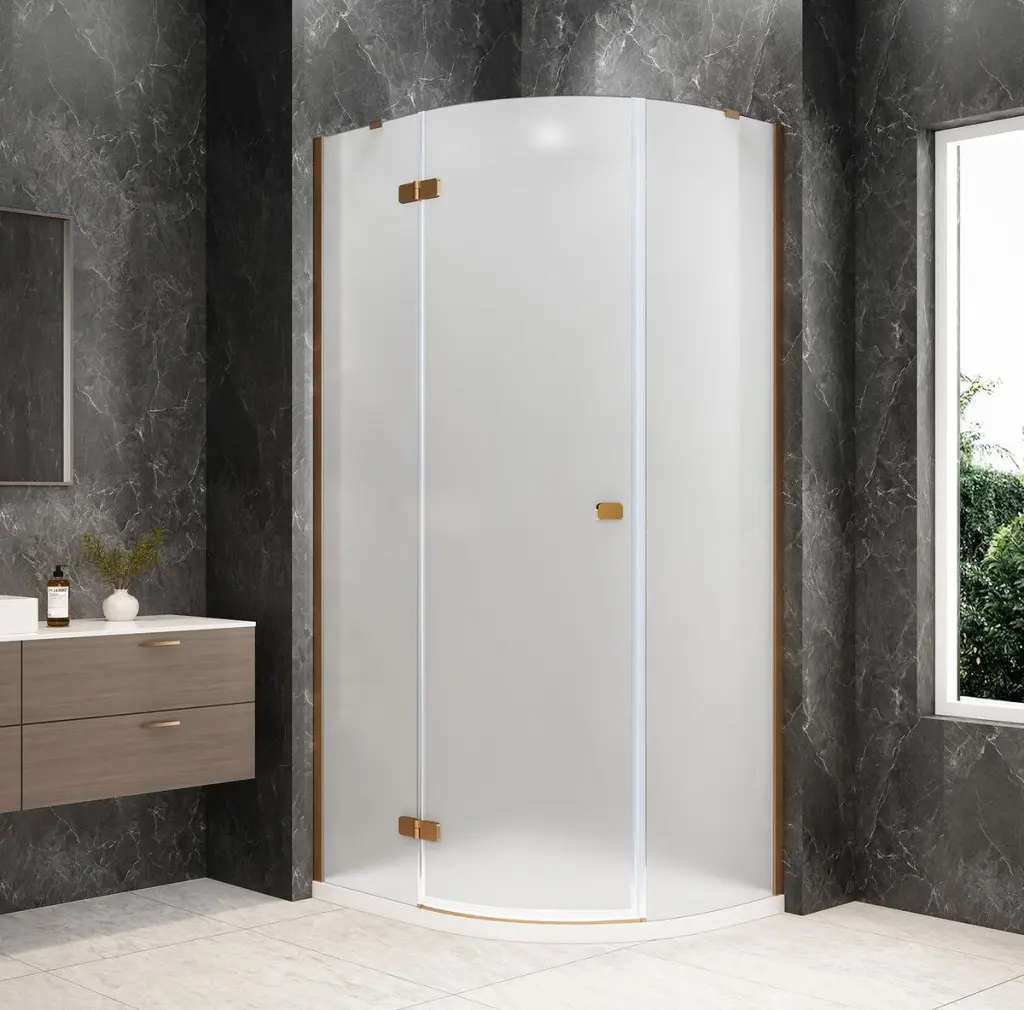 POLYSAN GLOBE COPPER MATT čtvrtkruhový sprchový kout 900x800, matné sklo, levé GB2980MLPG
