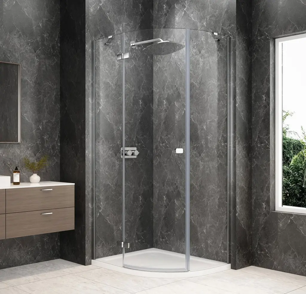 POLYSAN GLOBE CHROME čtvrtkruhový sprchový kout 1000x900, čiré sklo, levé GB2190LC