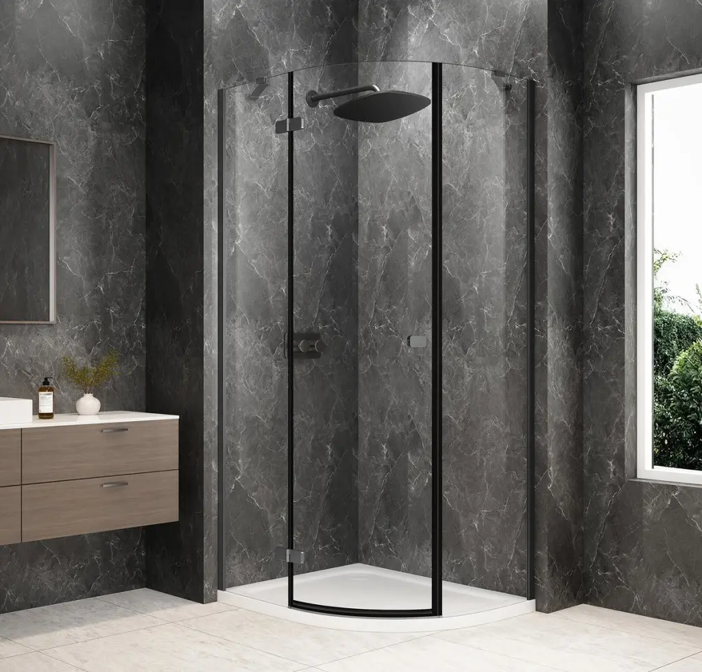 POLYSAN GLOBE GUN METAL čtvrtkruhový sprchový kout 1000x900, čiré sklo, levé GB2190LGM