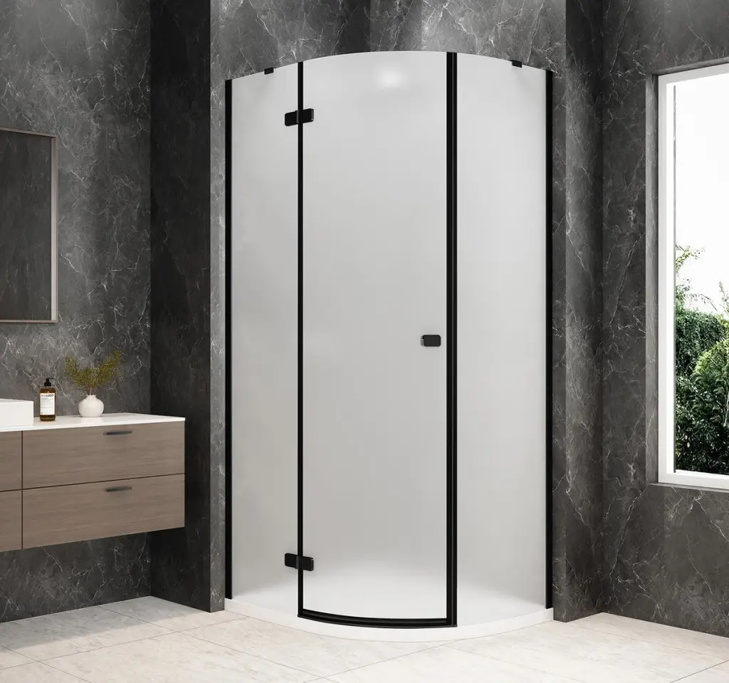 POLYSAN GLOBE BLACK čtvrtkruhový sprchový kout 1000x900, matné sklo, levé GB2190MLB