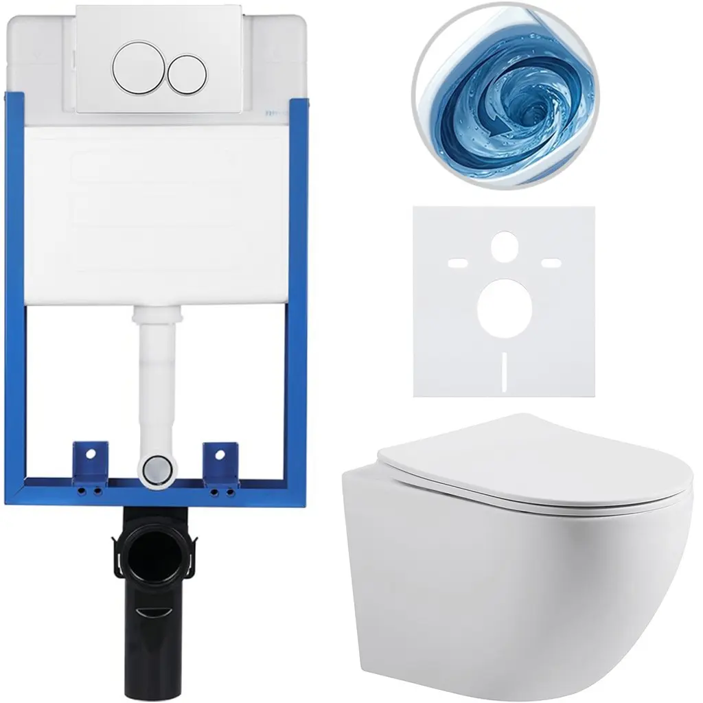 CERANO Kompletní WC set Profi/Cesso bílá matná WC tlačítko Duo/Bílá pro zazdění 49x36  CER-8050BD84340