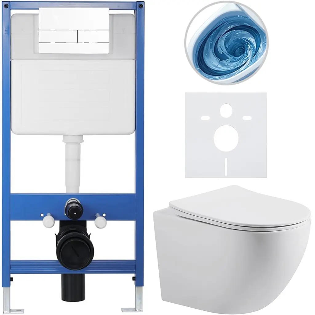 Kompletní WC set Profi/Cesso - bílá matná - WC tlačítko Line/Bílá - předstěnová instalace - 49x36 cm - 8050BD84367