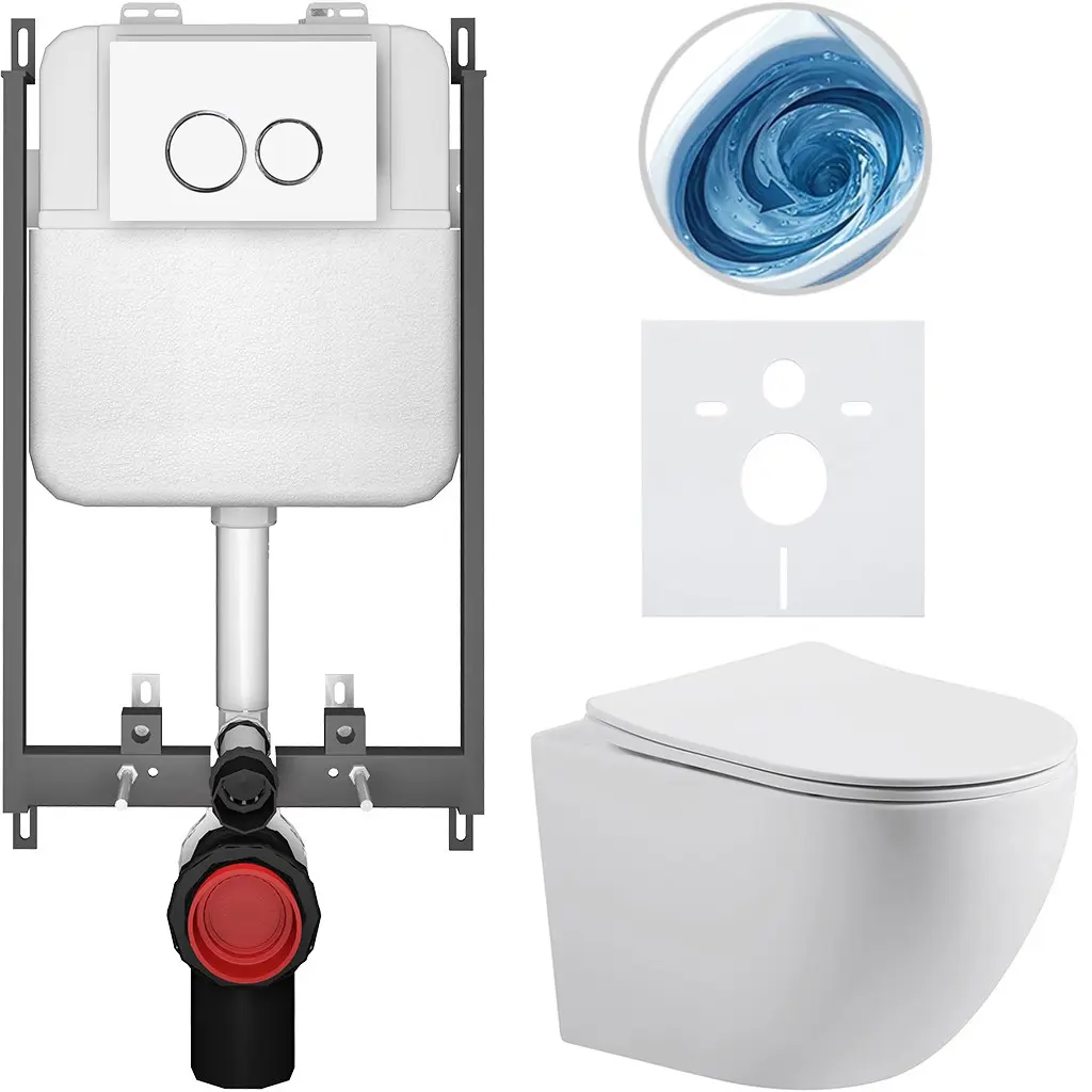 CERANO Kompletní WC set Basic/Cesso bílá matná WC tlačítko Dualo/Bílá pro zazdění 49x36  CER-8050BD86151
