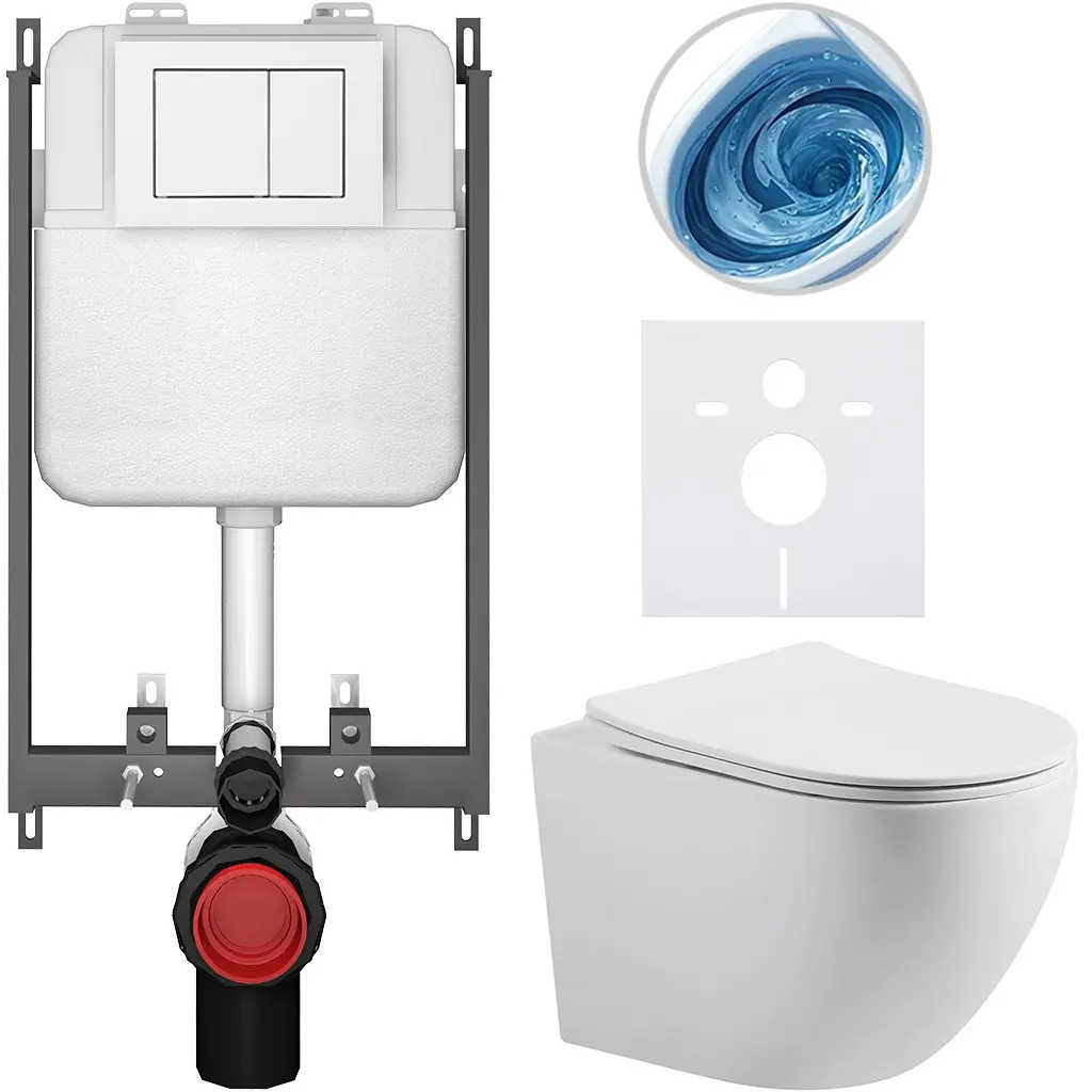 CERANO Kompletní WC set Basic/Cesso bílá matná WC tlačítko Maxio/Bílá pro zazdění 49x36 CER-8050BD86166