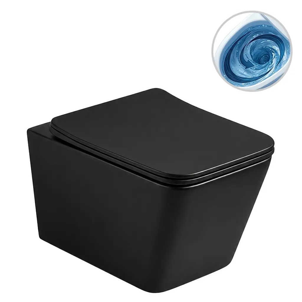 CERANO WC závěsné Forte, Vortex vírové splachování + Slim/SoftClose sedátko černá matná 52x35  CER-680368