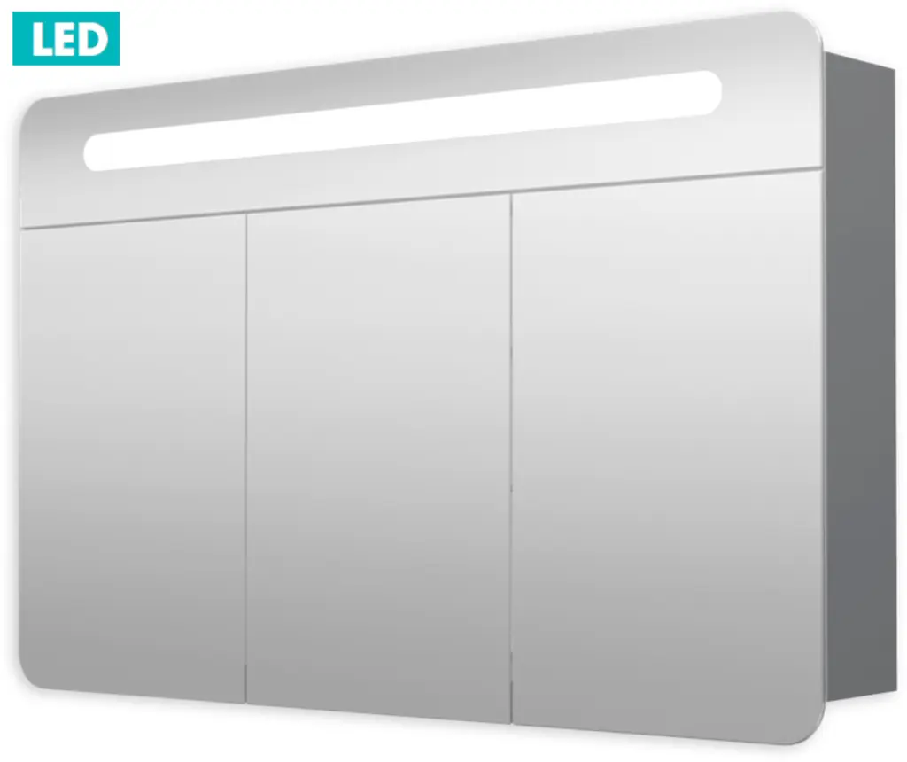Naturel Zrcadlová skříň 100 cm, 3 dveře, LED osvětlení, zásuvka+vypínač, IP44 GALPIR100LED GALPIR100LED
