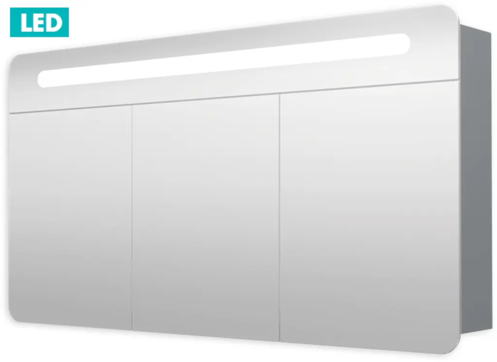 Naturel Zrcadlová skříň 120 cm, 3 dveře, LED osvětlení, zásuvka+vypínač, IP44 GALPIR120LED GALPIR120LED