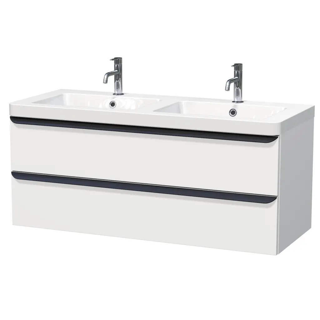 Koupelnová skříňka s umyvadlem Naturel Pavia 120x53x49 cm bílá mat černá úchytka PAVIA3120ZCE PAVIA3120ZCE