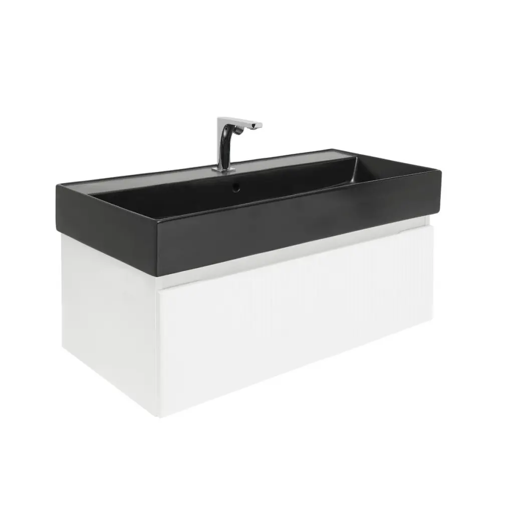 Koupelnová skříňka s baterií a umyvadlem SAT Evolution 1 98x30x44,8 cm bílá mat SATEVO100WMU2BBA SATEVO100WMU2BBA