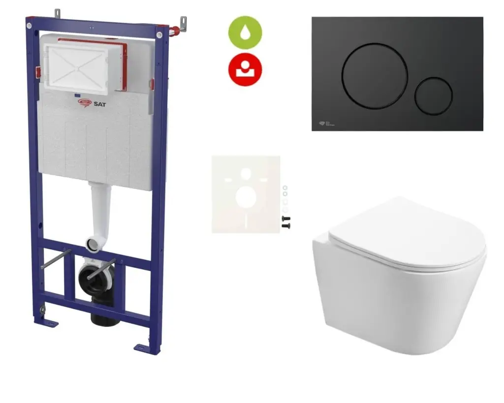Cenově zvýhodněný závěsný WC set SAT do lehkých stěn / předstěnová montáž + WC SAT Infinitio SIKOSSIN68KECO SIKOSSIN68KECO