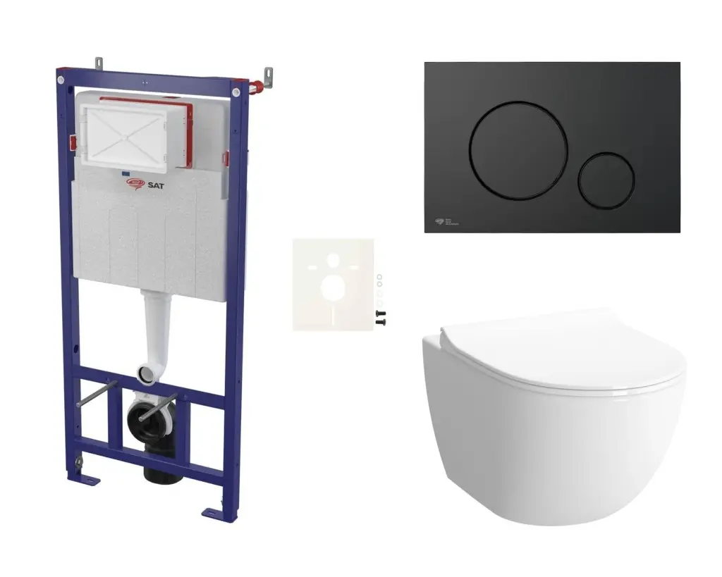 Cenově zvýhodněný závěsný WC set SAT do lehkých stěn / předstěnová montáž + WC SAT Infinitio SIKOSSINF68K SIKOSSINF68K