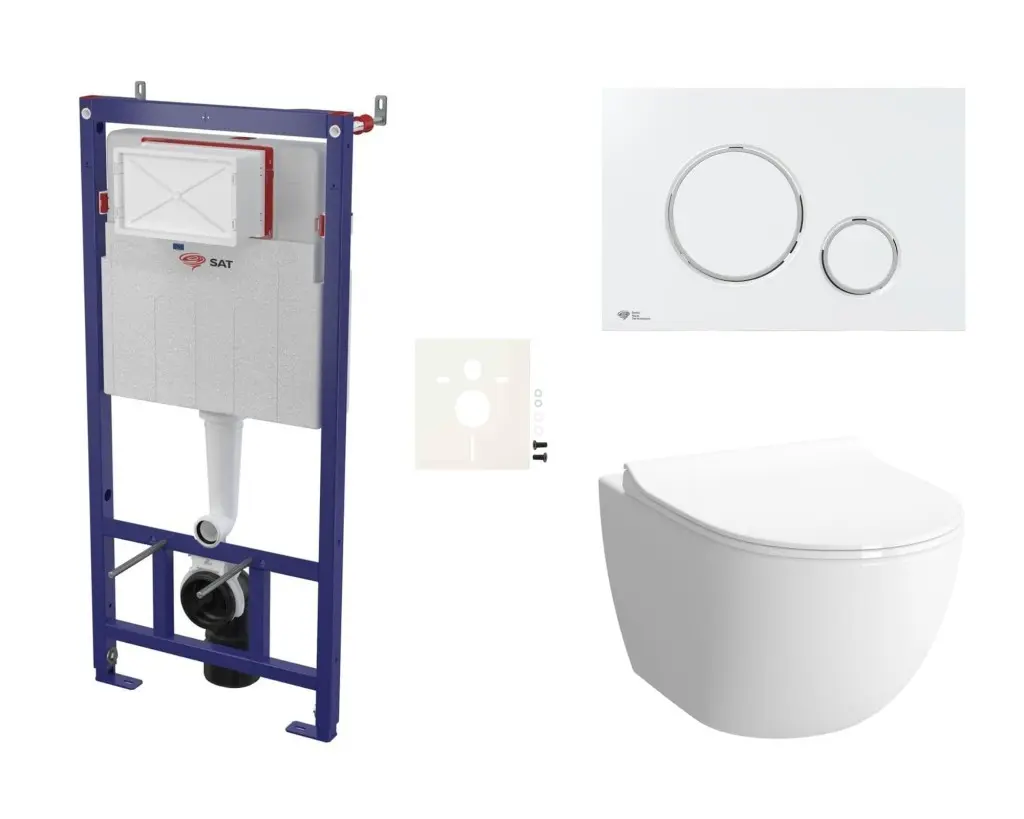 Cenově zvýhodněný závěsný WC set SAT do lehkých stěn / předstěnová montáž + WC SAT Infinitio SIKOSSINF70K SIKOSSINF70K