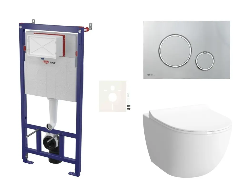 Cenově zvýhodněný závěsný WC set SAT do lehkých stěn / předstěnová montáž + WC SAT Infinitio SIKOSSINF71K SIKOSSINF71K