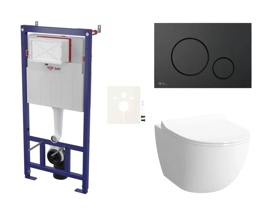 Cenově zvýhodněný závěsný WC set SAT do lehkých stěn / předstěnová montáž + WC VitrA Sento SIKOSSSEN68K SIKOSSSEN68K