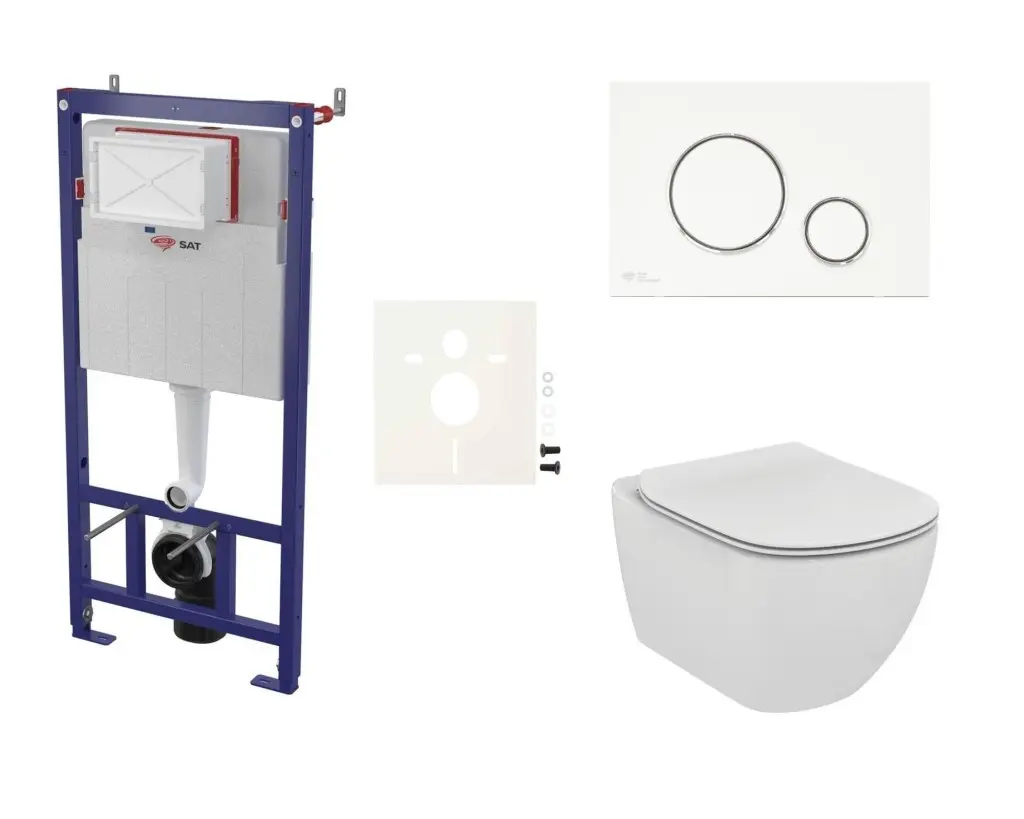 Cenově zvýhodněný závěsný WC set SAT do lehkých stěn / předstěnová montáž + WC Ideal Standard Tesi SIKOSSTES70K SIKOSSTES70K