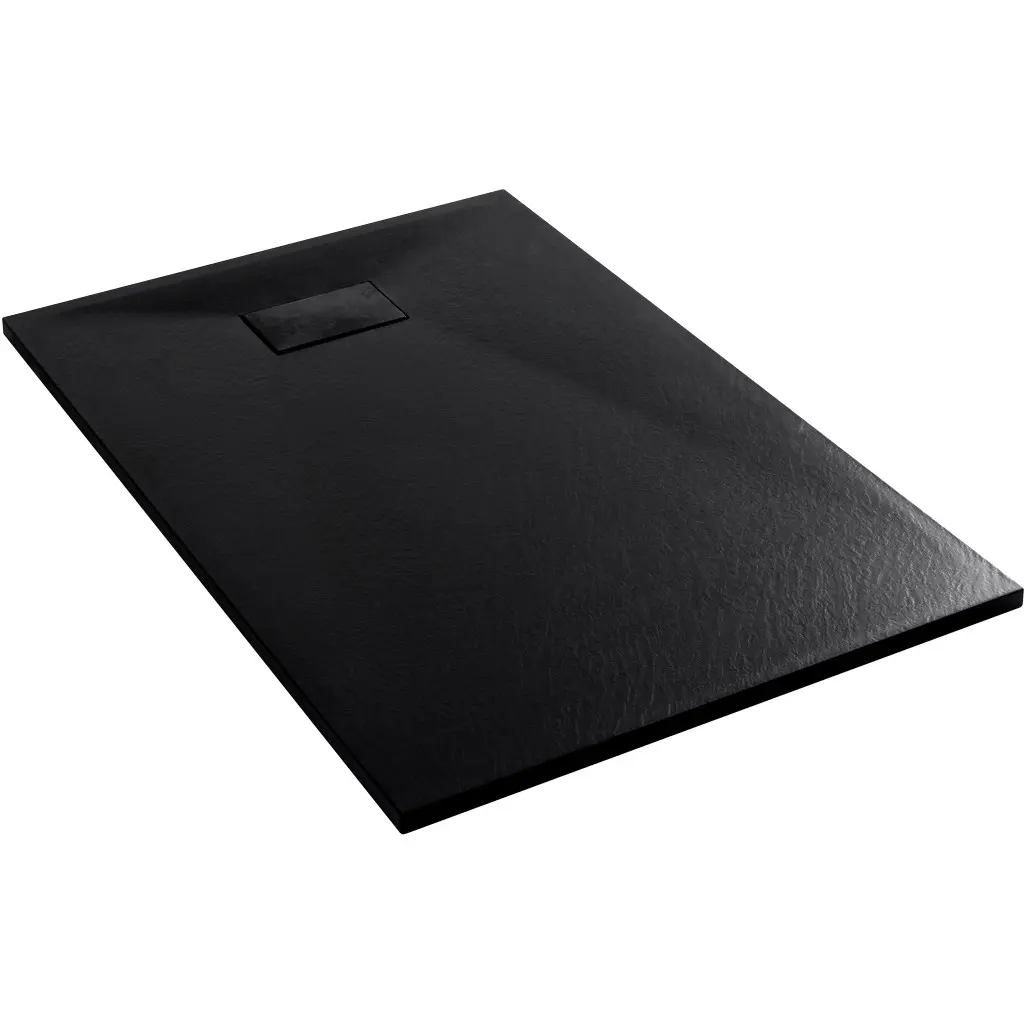 Sprchová vanička obdélníková Gusto - SMC/minerální kompozit - strukturovaná černá matná - 80x70x3 cm
