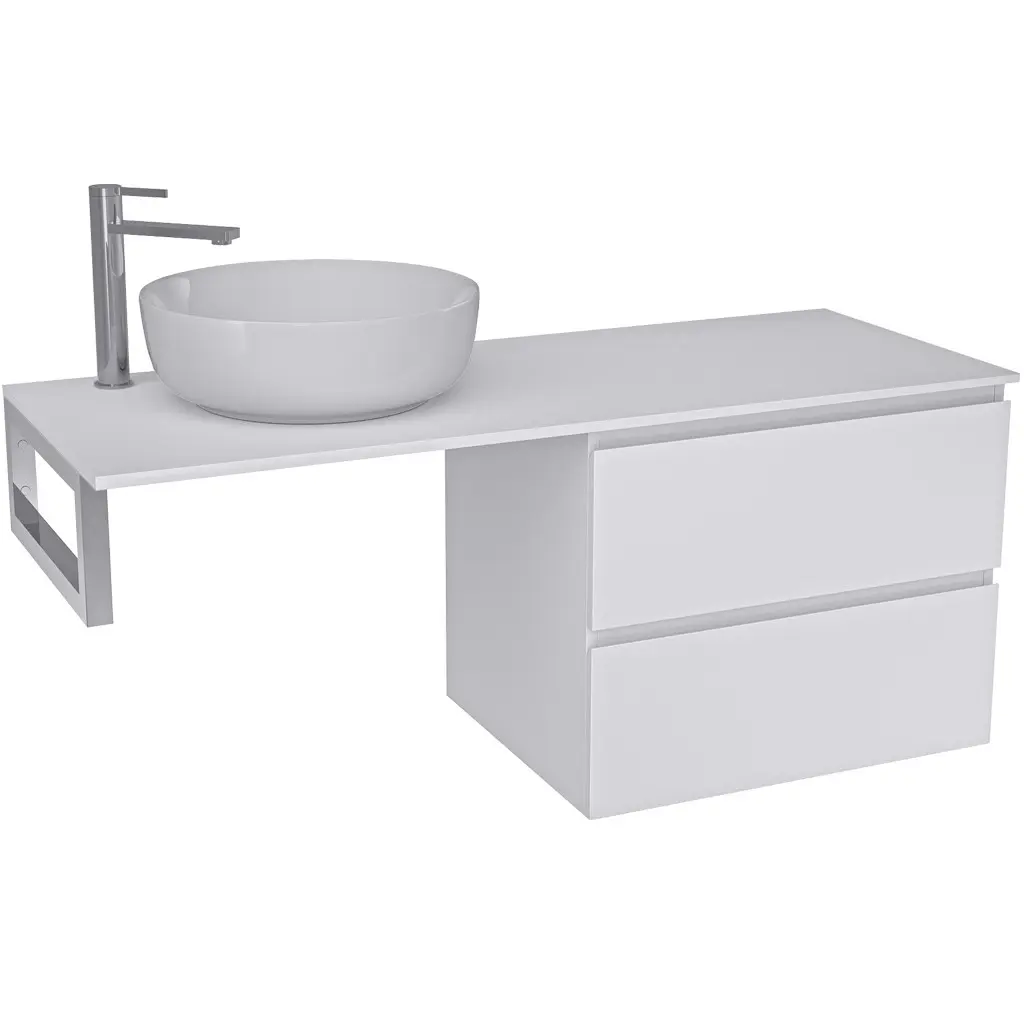CERANO Koupelnová skříňka Carole bílá matná + deska pod umyvadlo z lit. mramoru Elanys 12 mm + konzole chrom 120x46x49,2 CER-679314