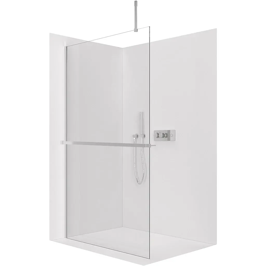CERANO Sprchová zástěna Walk-in Onyx Top Cube L/P 10 mm hranatá vzpěra + polička/držák na ručníky chrom, transparentní sklo 150x200  CER-8050BD10886