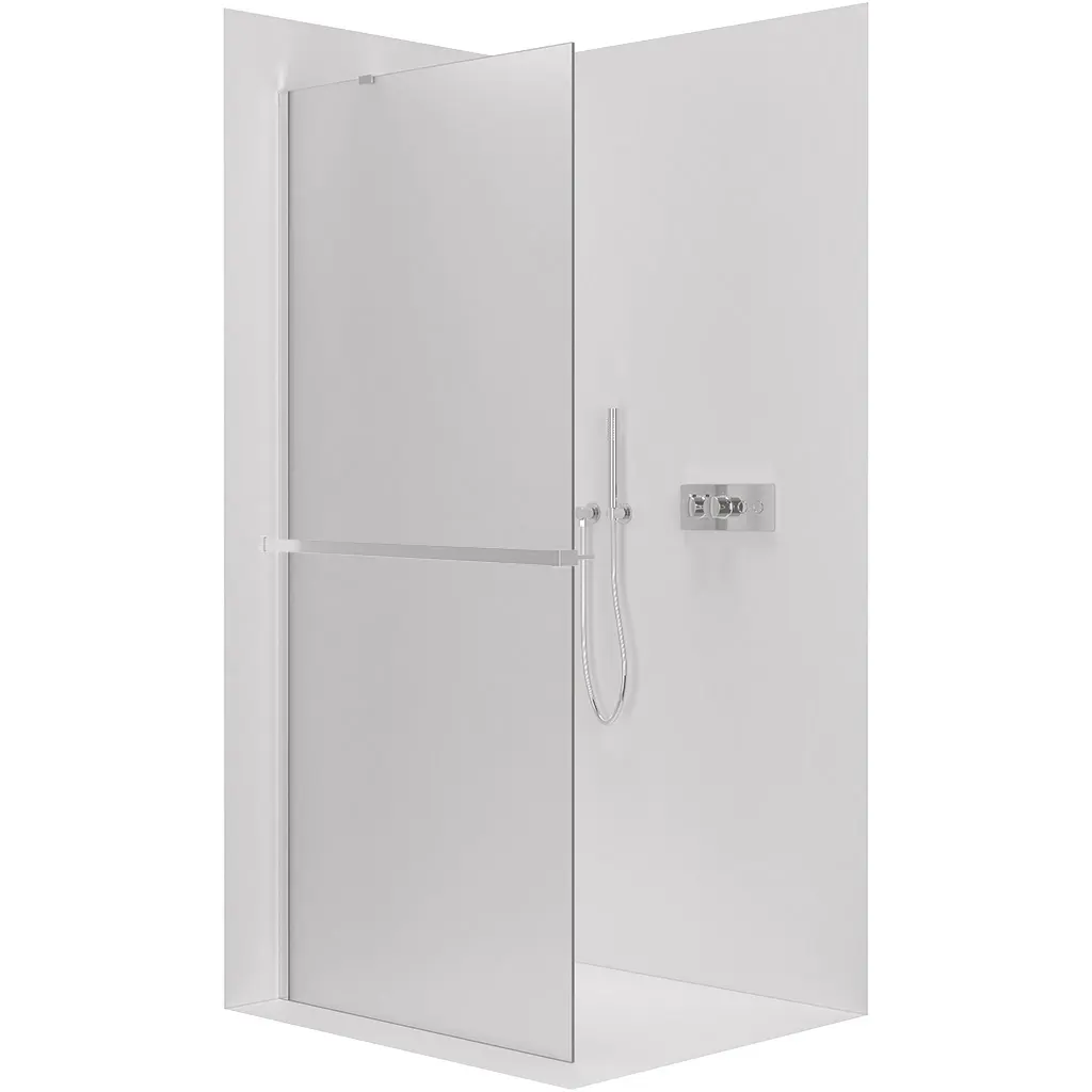 Sprchová zástěna Walk-in Onyx Y L/P - 8 mm + polička/držák na ručníky - chrom, mléčné sklo - 160x200 cm