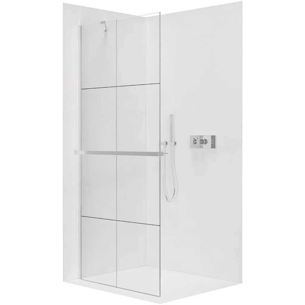 CERANO Sprchová zástěna Walk-in Onyx Y L/P 8 mm + polička/držák na ručníky chrom, industriální sklo 140x200  CER-8050BD1413