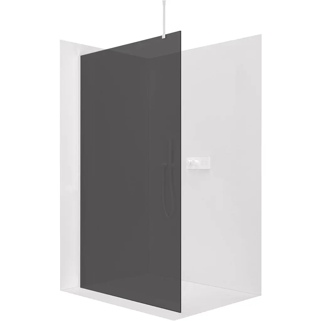 Sprchová zástěna Walk-in Onyx Top Round L/P - 8 mm - kulatá vzpěra - bílá matná, grafitové sklo - 60x200 cm