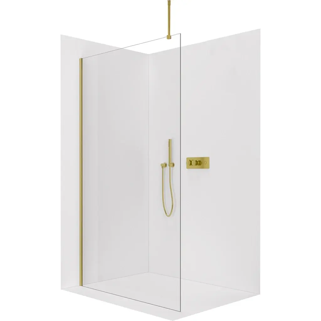 CERANO Sprchová zástěna Walk-in Onyx Top Round L/P 8 mm kulatá vzpěra zlatá, transparentní sklo 60x200 CER-8050BD1455