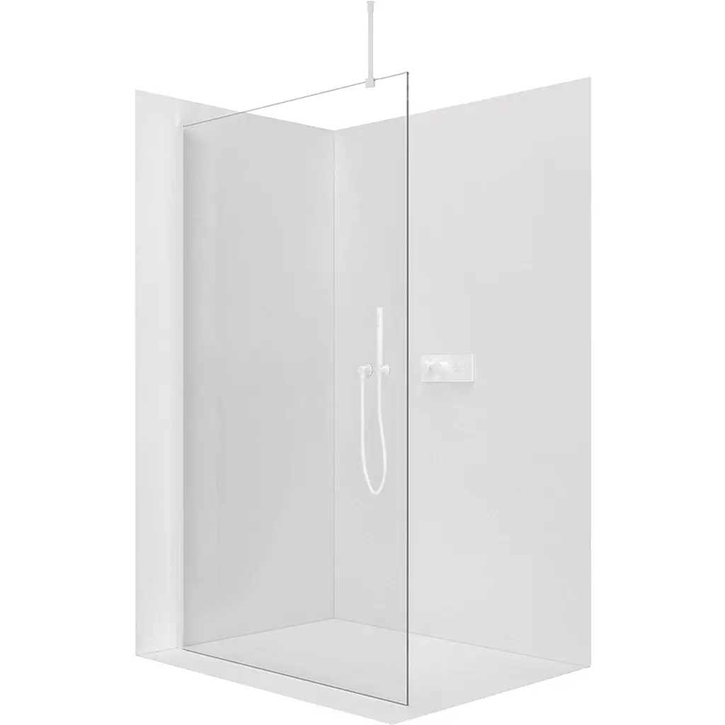 Sprchová zástěna Walk-in Onyx Top Round L/P - 8 mm - kulatá vzpěra - bílá matná, transparentní sklo - 60x200 cm