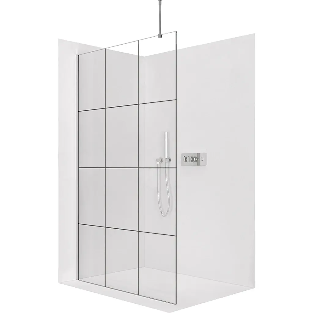 CERANO Sprchová zástěna Walk-in Onyx Top Round L/P 8 mm kulatá vzpěra chrom, industriální sklo 140x200  CER-8050BD1490