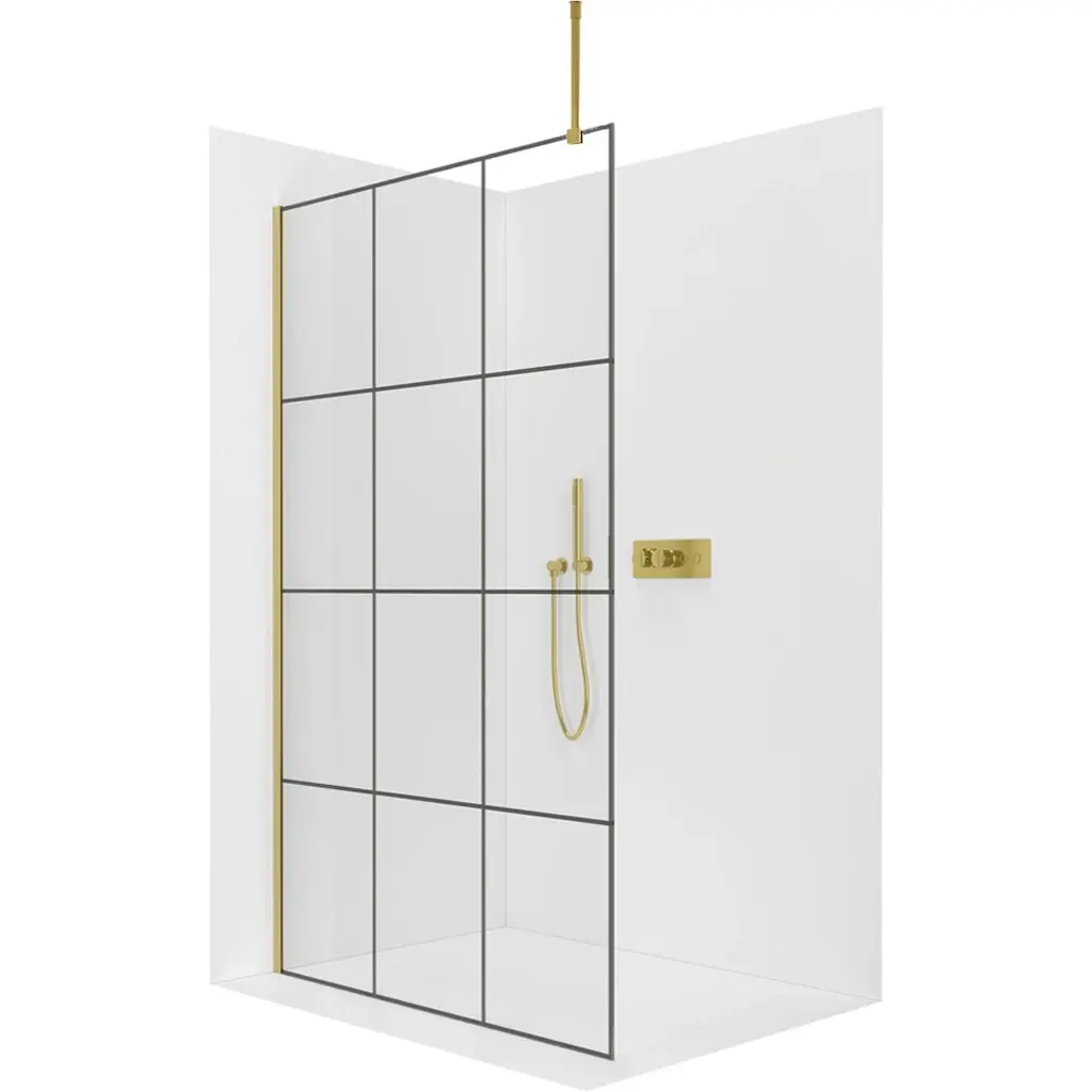 CERANO Sprchová zástěna Walk-in Onyx Top Round L/P 8 mm kulatá vzpěra zlatá, industriální sklo 120x200 CER-8050BD1504