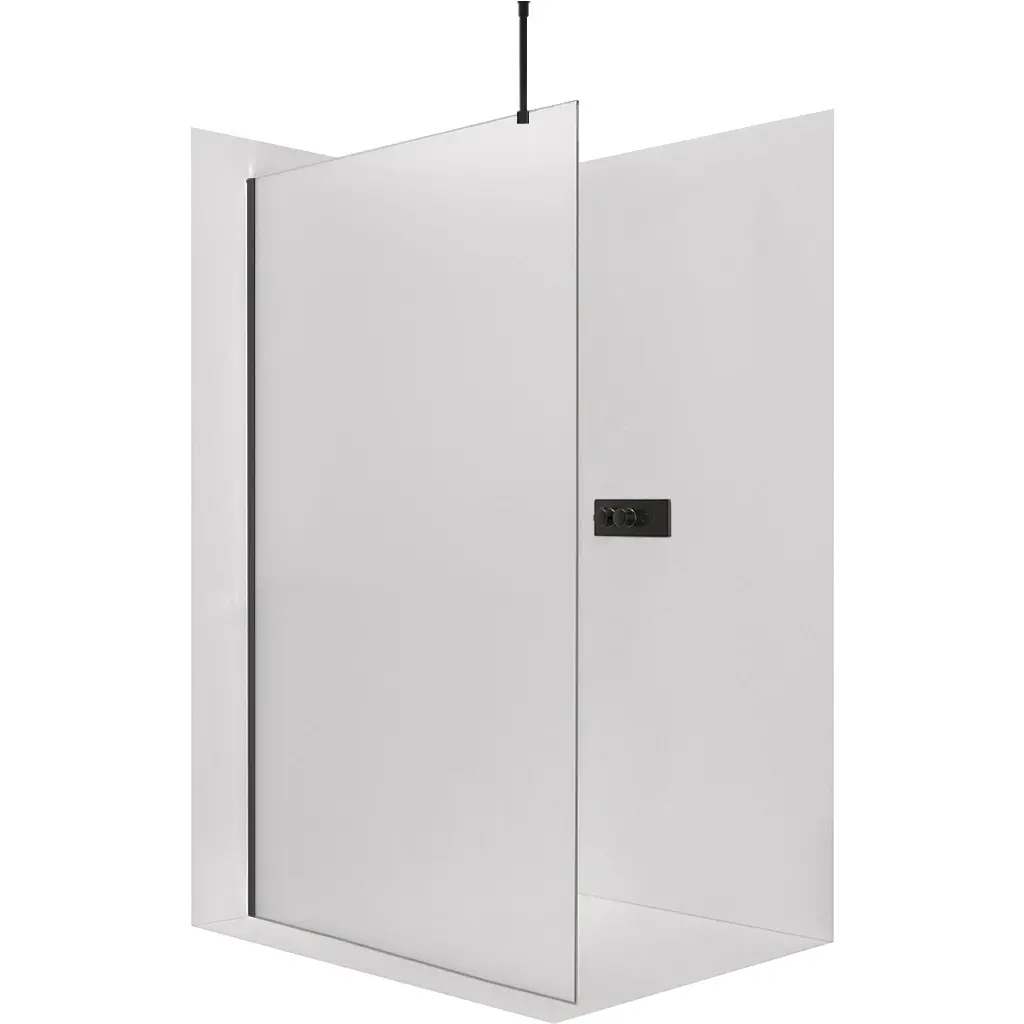 CERANO Sprchová zástěna Walk-in Onyx Top Round L/P 8 mm kulatá vzpěra černá matná, mléčné sklo 80x200  CER-8050BD1555