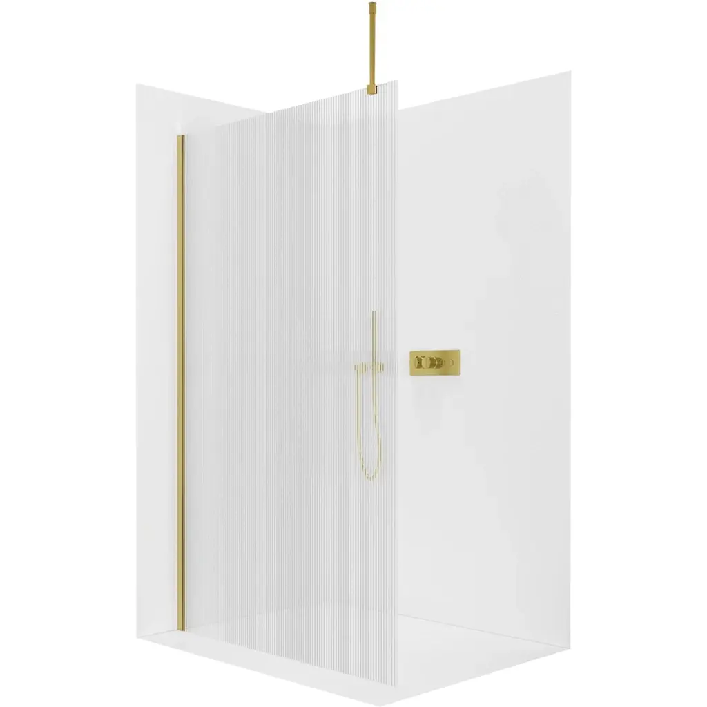 CERANO Sprchová zástěna Walk-in Onyx Top Round L/P 8 mm kulatá vzpěra zlatá, rýhované sklo 80x200 CER-8050BD1603