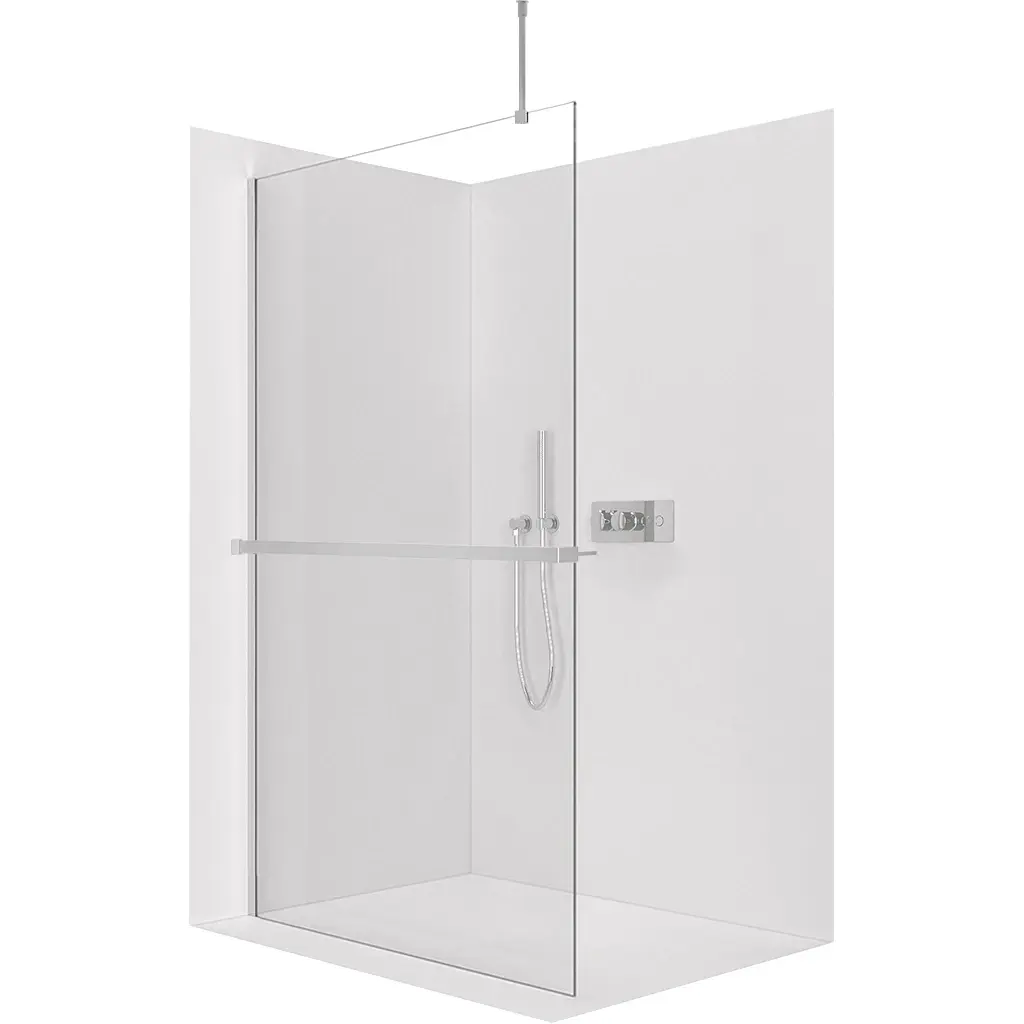 CERANO Sprchová zástěna Walk-in Onyx Top Round L/P 8 mm kulatá vzpěra + polička/držák na ručníky chrom, transparentní sklo 120x200  CER-8050BD1735
