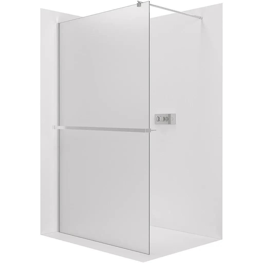 CERANO Sprchová zástěna Walk-in Onyx Round L/P 8 mm + polička/držák na ručníky kulatá vzpěra chrom, mléčné sklo 160x200  CER-8050BD390