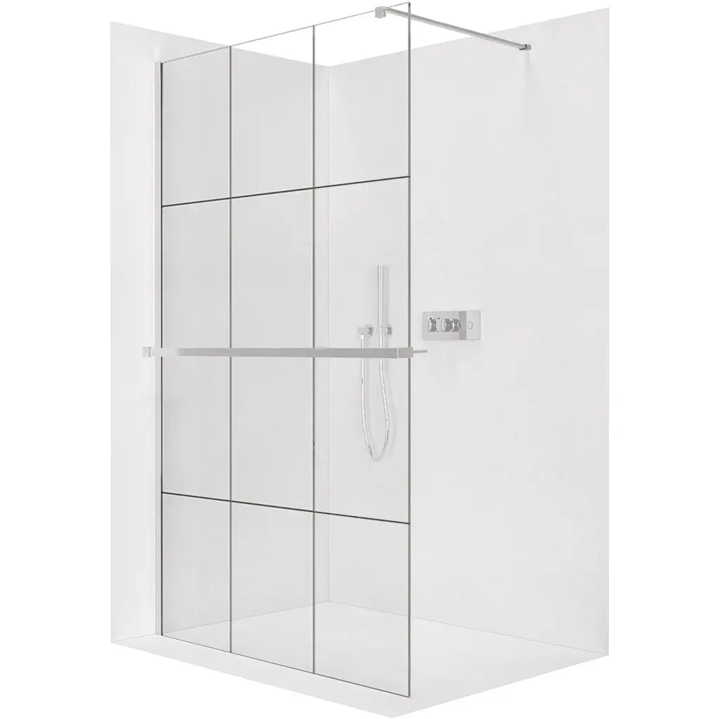 CERANO Sprchová zástěna Walk-in Onyx Cube L/P 8 mm + polička/držák na ručníky hranatá vzpěra  chrom, industriální sklo 140x200  CER-8050BD633