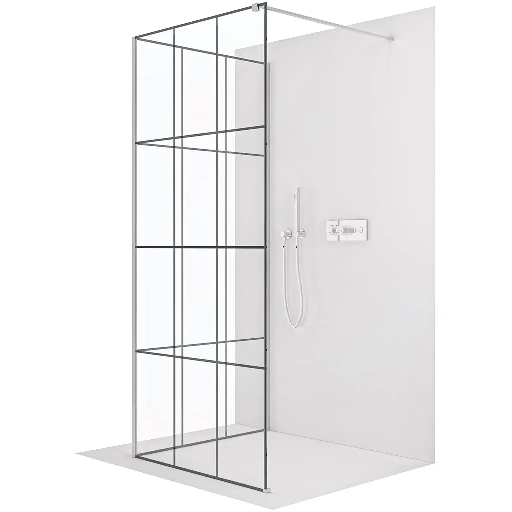 CERANO Sprchová zástěna Walk-in Onyx Corner Cube L/P 8 mm hranatá vzpěra chrom, industriální sklo 110x90x200  CER-8050BD714283