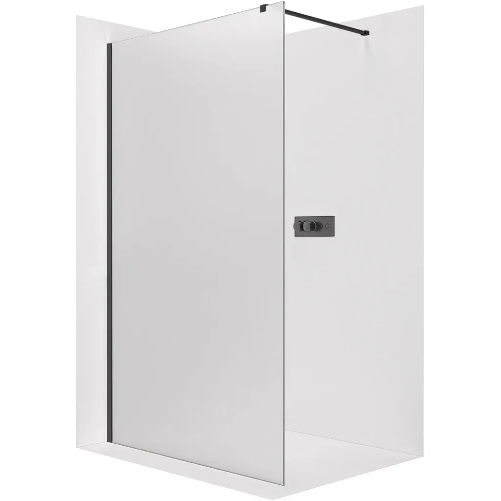 Sprchová zástěna Walk-in Onyx Cube L/P - 8 mm - hranatá vzpěra - černá matná, mléčné sklo - 30x200 cm
