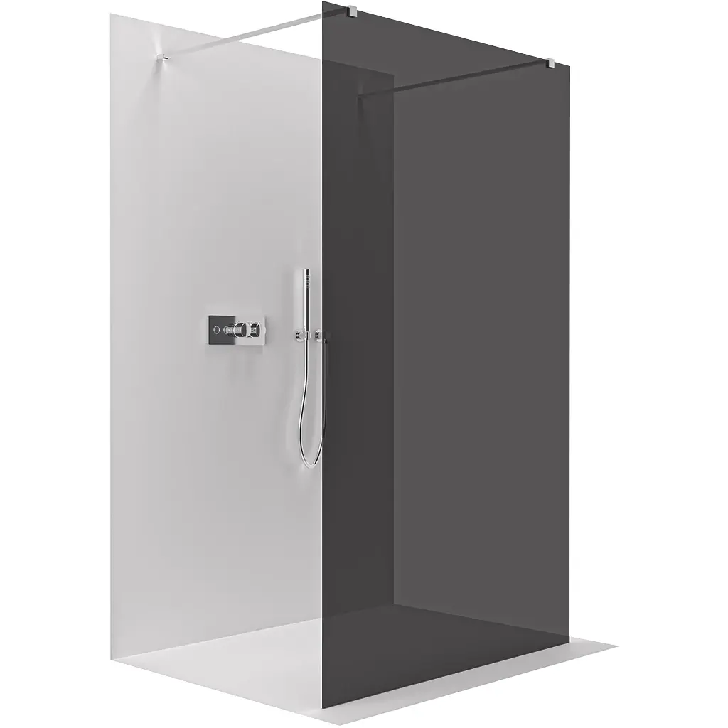 CERANO Sprchová zástěna Walk-in Onyx Duo L/P 10 mm hranatá vzpěra chrom, grafitové sklo 90x200 CER-8050BD7271