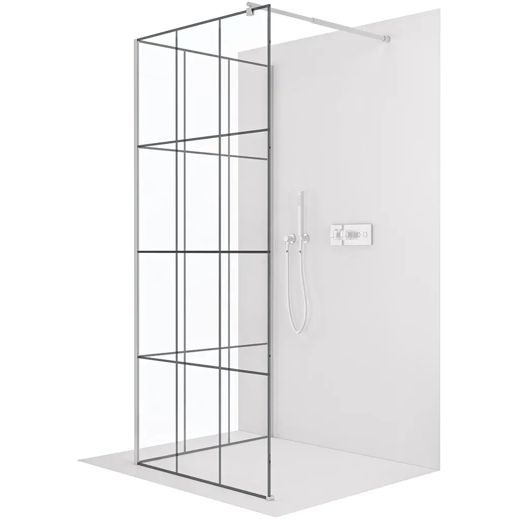 CERANO Sprchová zástěna Walk-in Onyx Corner Round L/P 8 mm kulatá vzpěra chrom, industriální sklo 140x140x200  CER-8050BD7746