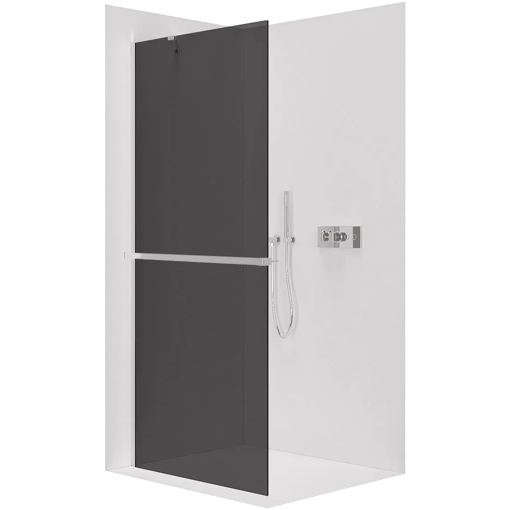 CERANO Sprchová zástěna Walk-in Onyx Y L/P 10 mm + polička/držák na ručníky chrom, grafitové sklo 160x200  CER-8050BD8662
