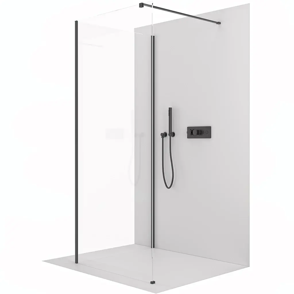 CERANO Sprchová zástěna Walk-in Onyx Corner Cube L/P 8 mm hranatá vzpěra černá matná, transparentní sklo 140x110x200  CER-8050BD9921