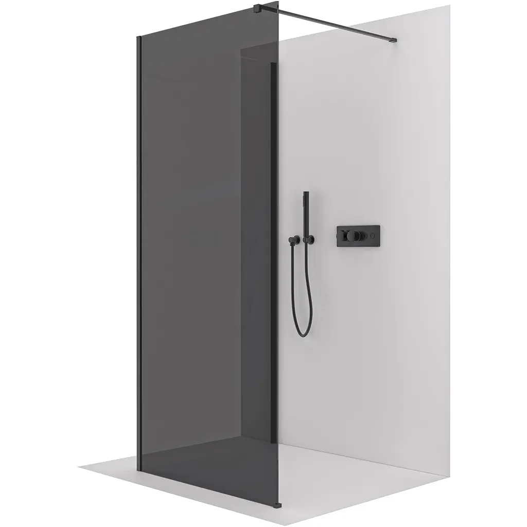 CERANO Sprchová zástěna Walk-in Onyx Corner Cube L/P 8 mm hranatá vzpěra černá matná, grafitové sklo 150x100x200  CER-8050BD9965