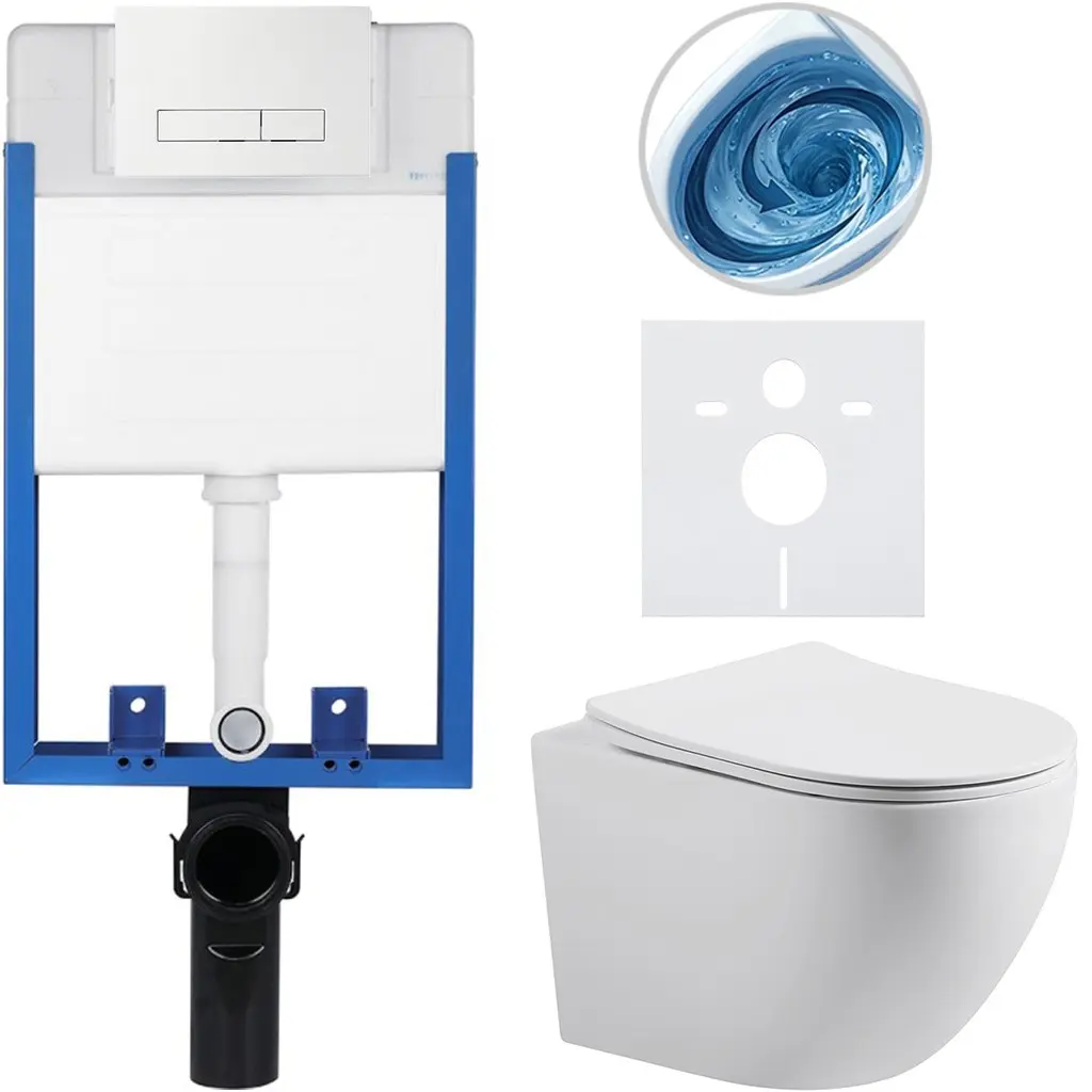Kompletní WC set Profi/Cesso - bílá matná - WC tlačítko Slim/Bílá - pro zazdění - 49x36 cm - 8050BD96